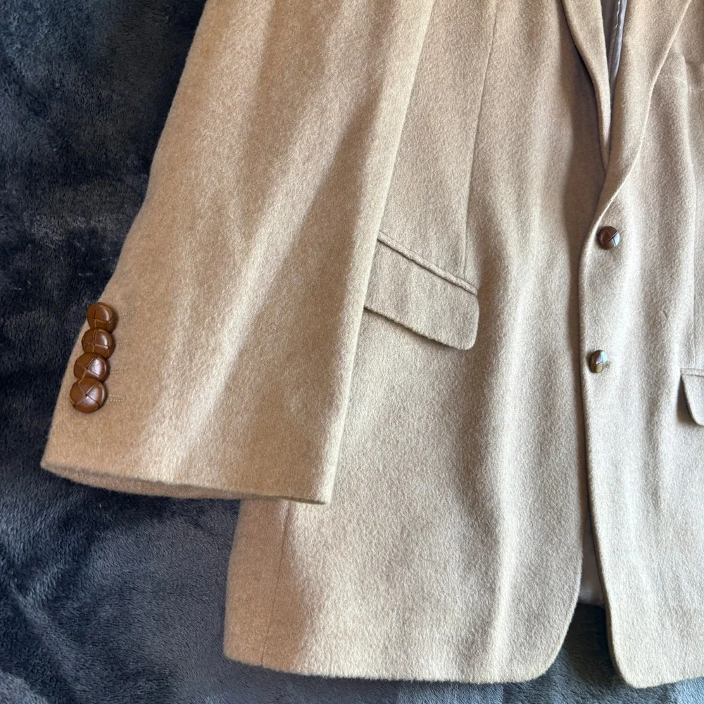 Tailors Row Deansgate Mens 46R 100% Camel Hair Wool Blazer Sport Coat Tan Camel